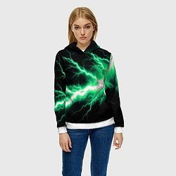 Толстовка-худи женская Lightning green, цвет: 3D-белый — фото 2