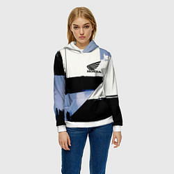 Толстовка-худи женская Honda логотип, цвет: 3D-белый — фото 2