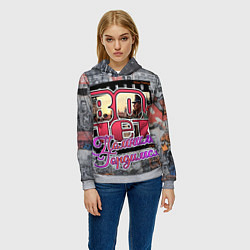 Толстовка-худи женская 80 лет помним гордимся, цвет: 3D-меланж — фото 2