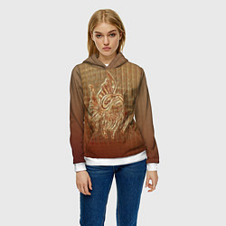 Толстовка-худи женская Рыбка на тетрадном листе, цвет: 3D-белый — фото 2