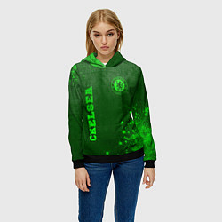 Толстовка-худи женская Chelsea - green gradient вертикально, цвет: 3D-черный — фото 2