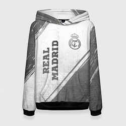 Толстовка-худи женская Real Madrid - white gradient вертикально, цвет: 3D-черный