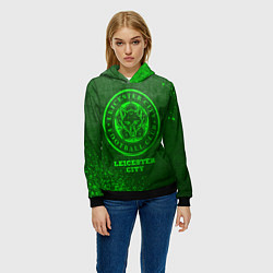 Толстовка-худи женская Leicester City - green gradient, цвет: 3D-черный — фото 2