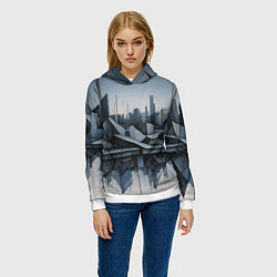 Толстовка-худи женская Небоскребы и скалы, цвет: 3D-белый — фото 2