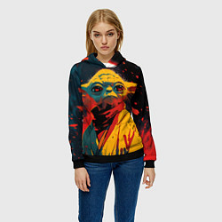 Толстовка-худи женская Йода в желтом кимоно, цвет: 3D-черный — фото 2