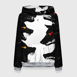 Толстовка-худи женская Волки со светящимися глазами, цвет: 3D-меланж