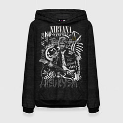Толстовка-худи женская Нирвана гранж кобейн, цвет: 3D-черный