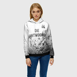 Толстовка-худи женская Die Antwoord - white gradient посередине, цвет: 3D-черный — фото 2