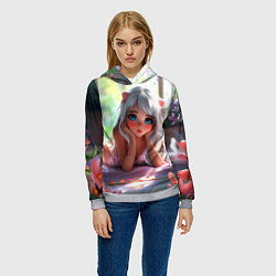 Толстовка-худи женская Милая блондинка лежа, цвет: 3D-меланж — фото 2