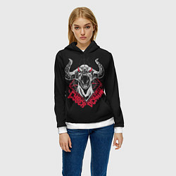 Толстовка-худи женская Cyber demon doom, цвет: 3D-белый — фото 2