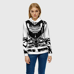 Толстовка-худи женская Skeleton череп, цвет: 3D-белый — фото 2