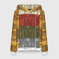 Толстовка-худи женская Цветной узор абстрактная графика, цвет: 3D-белый
