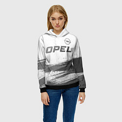 Толстовка-худи женская Opel - white gradient посередине, цвет: 3D-черный — фото 2