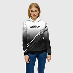 Толстовка-худи женская Geely градиент из белого в тёмный с полосами, цвет: 3D-черный — фото 2