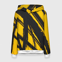Толстовка-худи женская Абстракция на желтом, цвет: 3D-белый