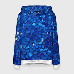 Толстовка-худи женская Блестящие синие отражения, цвет: 3D-белый