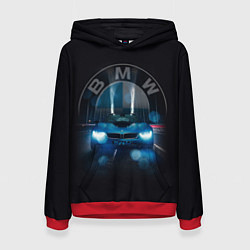 Толстовка-худи женская BMW на мосту, цвет: 3D-красный