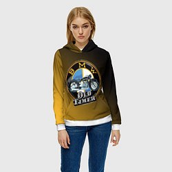 Толстовка-худи женская Ретро мотоцикл BMW, цвет: 3D-белый — фото 2