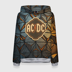 Толстовка-худи женская ACDC винтажный логотип, цвет: 3D-меланж