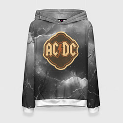 Толстовка-худи женская ACDC ретро логотип, цвет: 3D-белый