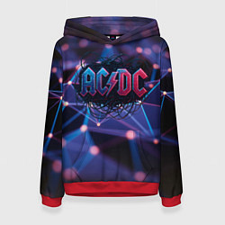 Толстовка-худи женская ACDC лого в градиенте, цвет: 3D-красный