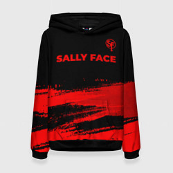 Толстовка-худи женская Sally Face - red gradient посередине, цвет: 3D-черный