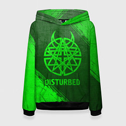 Толстовка-худи женская Disturbed - green gradient, цвет: 3D-черный