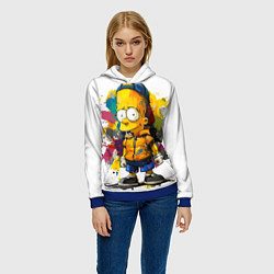 Толстовка-худи женская Рисунок красками Барт Симпсон, цвет: 3D-синий — фото 2