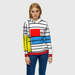 Толстовка-худи женская В стиле мондриана, цвет: 3D-красный — фото 2