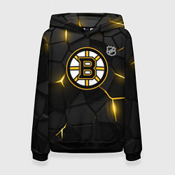 Толстовка-худи женская Бостон Брюинз - плиты с подсветкой, цвет: 3D-черный
