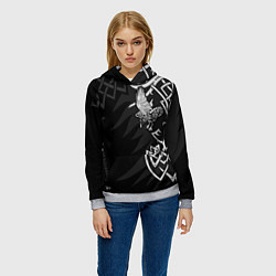 Толстовка-худи женская Верные спутники Одина, цвет: 3D-меланж — фото 2