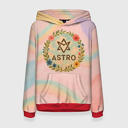 Толстовка-худи женская Astro круглый цветочный логотип, цвет: 3D-красный
