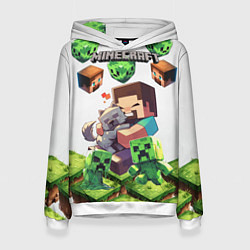 Толстовка-худи женская World of minecraft, цвет: 3D-белый