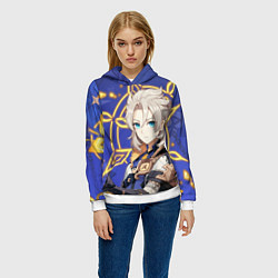 Толстовка-худи женская Альбедо Genshin Impact, цвет: 3D-белый — фото 2