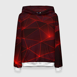 Толстовка-худи женская Красные полигоны с неоном, цвет: 3D-белый