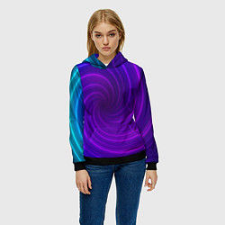 Толстовка-худи женская Фиолетовая спираль, цвет: 3D-черный — фото 2