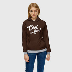 Толстовка-худи женская Классная девчонка - коричневый, цвет: 3D-меланж — фото 2