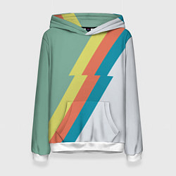 Толстовка-худи женская Рок молния Боуи весенняя палитра, цвет: 3D-белый
