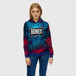Толстовка-худи женская Логотип Bones, цвет: 3D-синий — фото 2