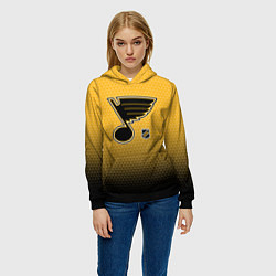 Толстовка-худи женская Сент Луис Блюз - желтый градиент, цвет: 3D-черный — фото 2