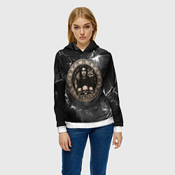 Толстовка-худи женская Bones с лисой - готика, цвет: 3D-белый — фото 2