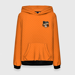 Толстовка-худи женская ФК Урал - текстура оранжевая, цвет: 3D-черный