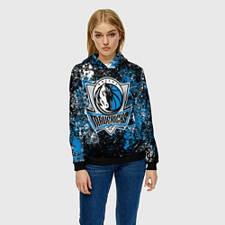 Толстовка-худи женская Даллас Маверикс - цветовой хаос, цвет: 3D-черный — фото 2