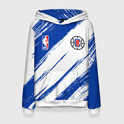 Толстовка-худи женская Клипперс - синяя краска, цвет: 3D-белый