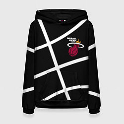 Толстовка-худи женская Майами Хит - баскетбольный линии, цвет: 3D-черный