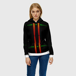 Толстовка-худи женская Neon black green circles, цвет: 3D-белый — фото 2
