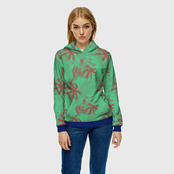 Толстовка-худи женская Palm brown turquoise, цвет: 3D-синий — фото 2