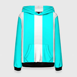 Толстовка-худи женская Color white light blue line, цвет: 3D-черный