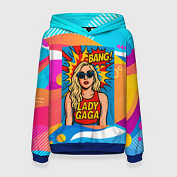 Толстовка-худи женская Леди Гага в стиле комиксов, цвет: 3D-синий