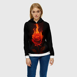 Толстовка-худи женская Flaming rose, цвет: 3D-белый — фото 2